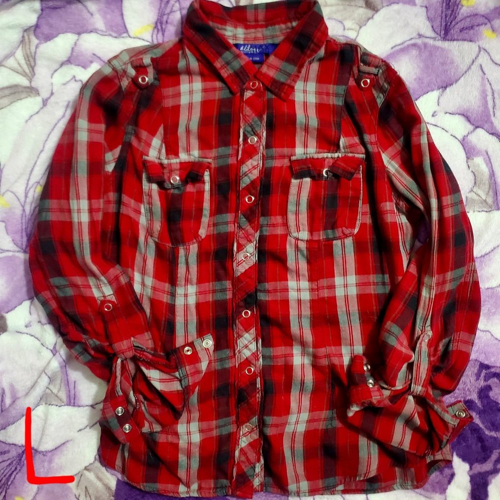 Red and Grey Plaid Shirt